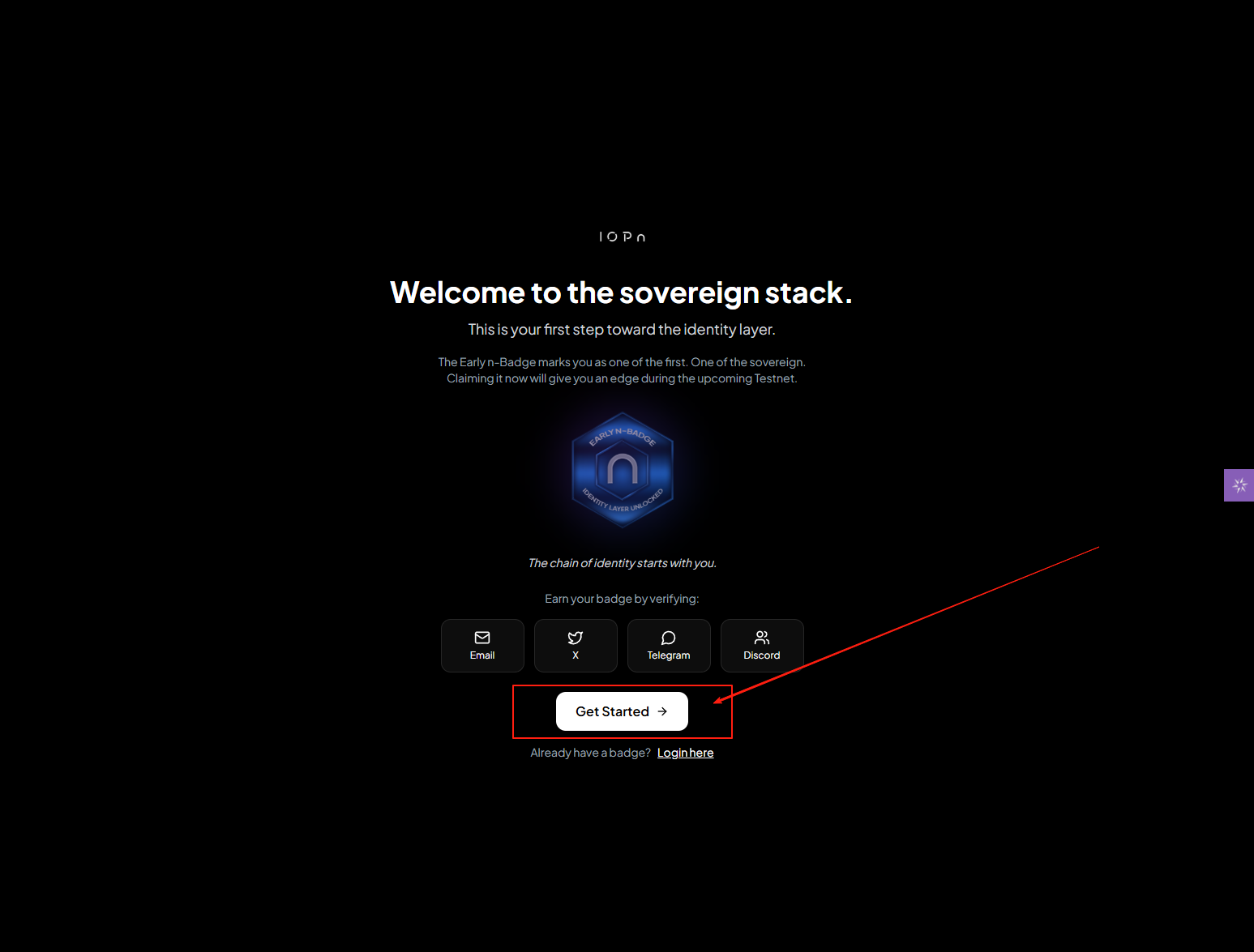 Layer1 项目IOPn 领取早期勋章/更新