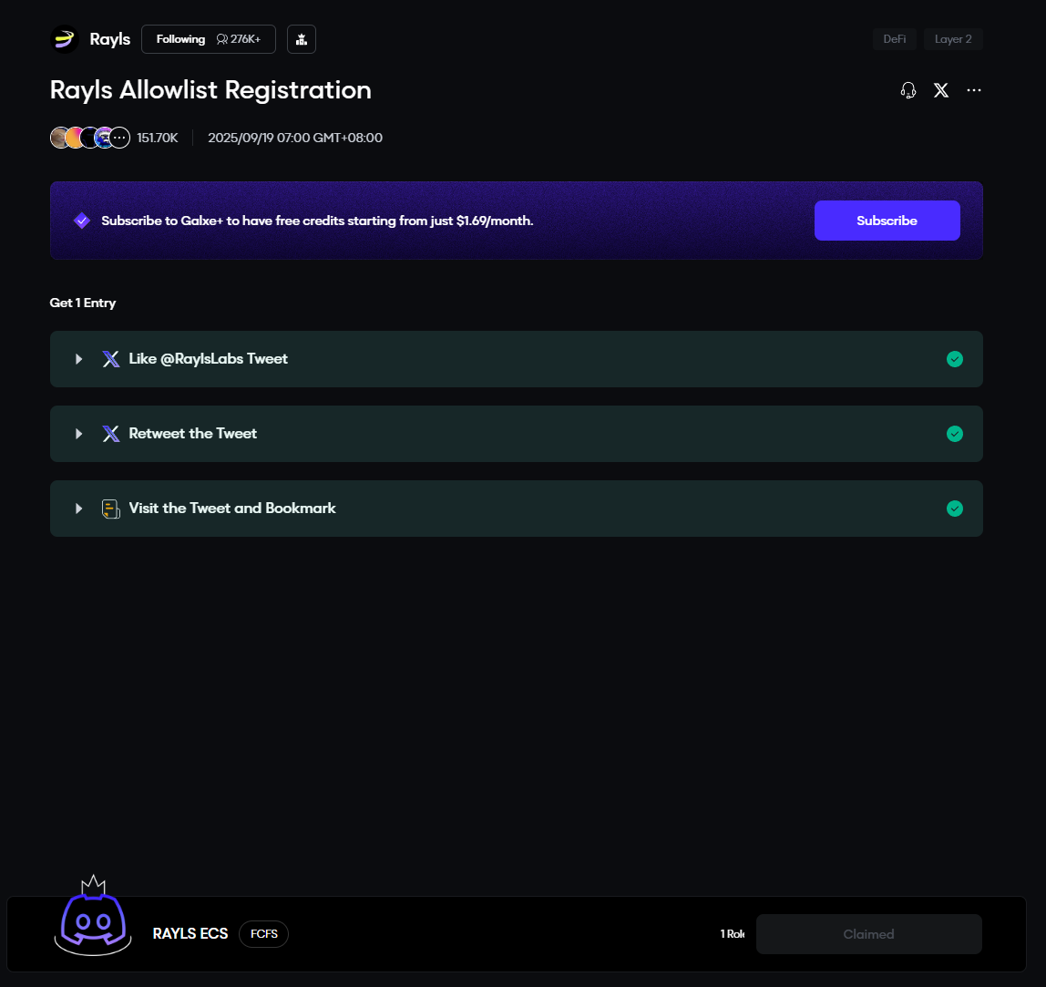 RaylsLabs 测试网-更新
