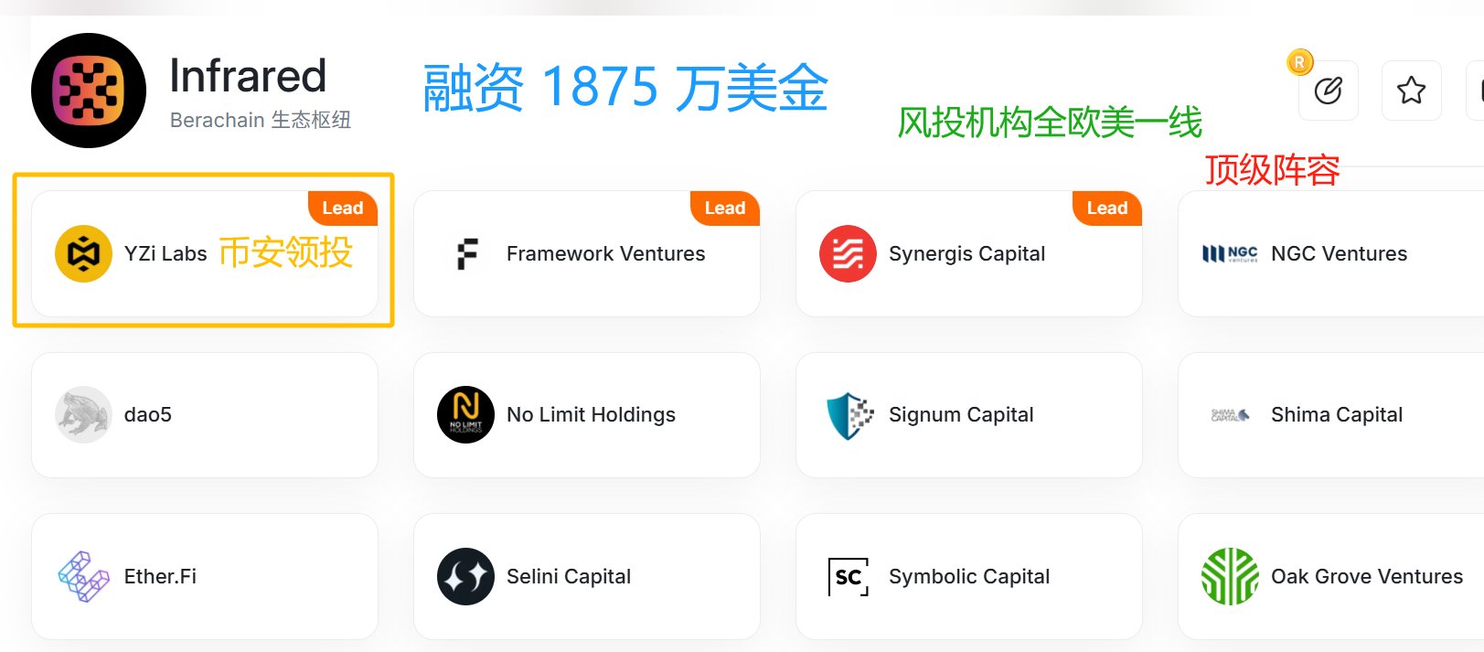 币安投资,融资 1875 万 Infrared 交互教程